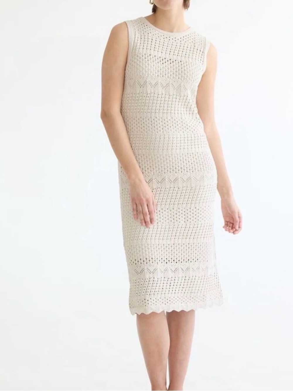 Reitmans Cream Crochet Sleeveless Midi Dress